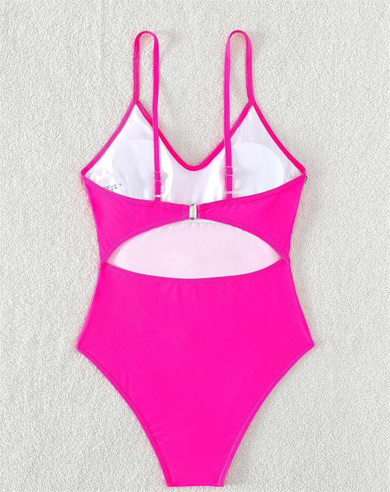 Afrikanischer One Piece Badeanzug Damen Einfarbig Quastenriemen Schwimmanzug