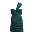 Robe asymétrique en mélange de lin pour femme – Coupe ajustée – Collection automne