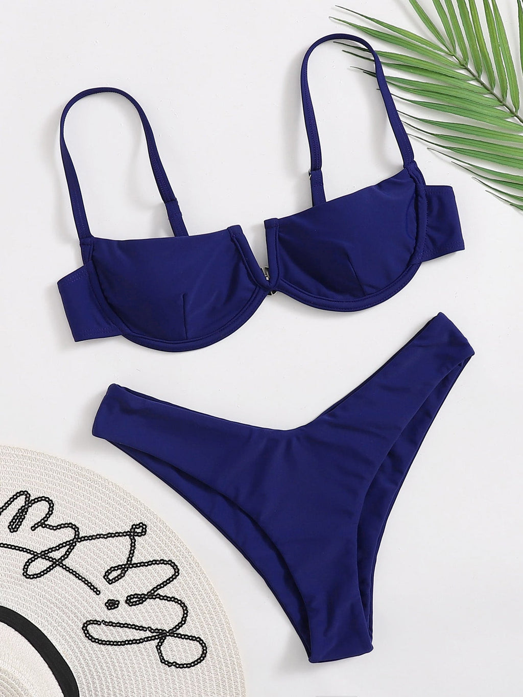 Badeanzug Damen Stahlbügel gerafft sexy Bikini einfarbiger Bikini-Badeanzug