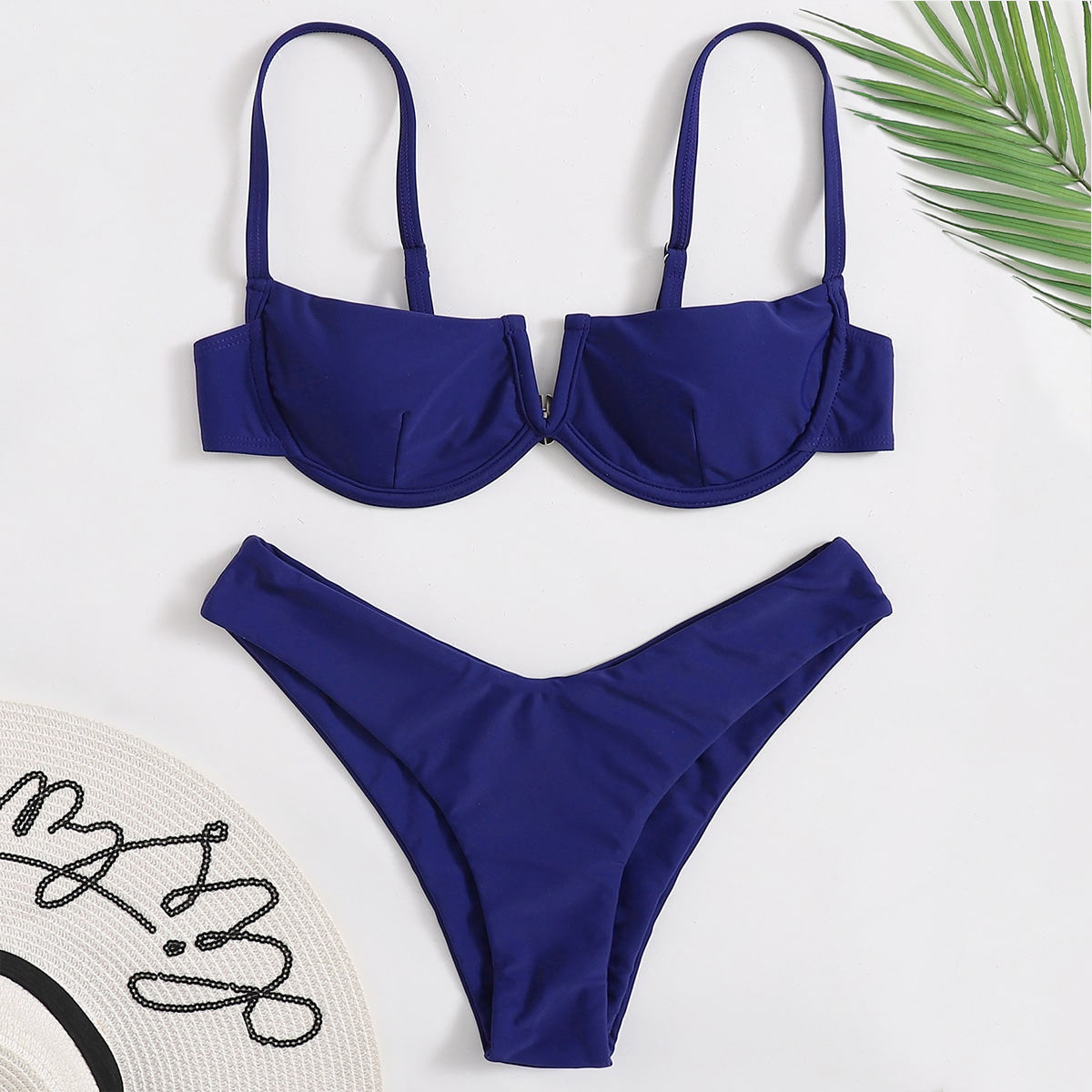 Badeanzug Damen Stahlbügel gerafft sexy Bikini einfarbiger Bikini-Badeanzug