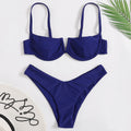 Badeanzug Damen Stahlbügel gerafft sexy Bikini einfarbiger Bikini-Badeanzug