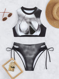 Bikini Sexy Badeanzug Damen Split Bikini Schwarz Weiß Sportlicher Badeanzug