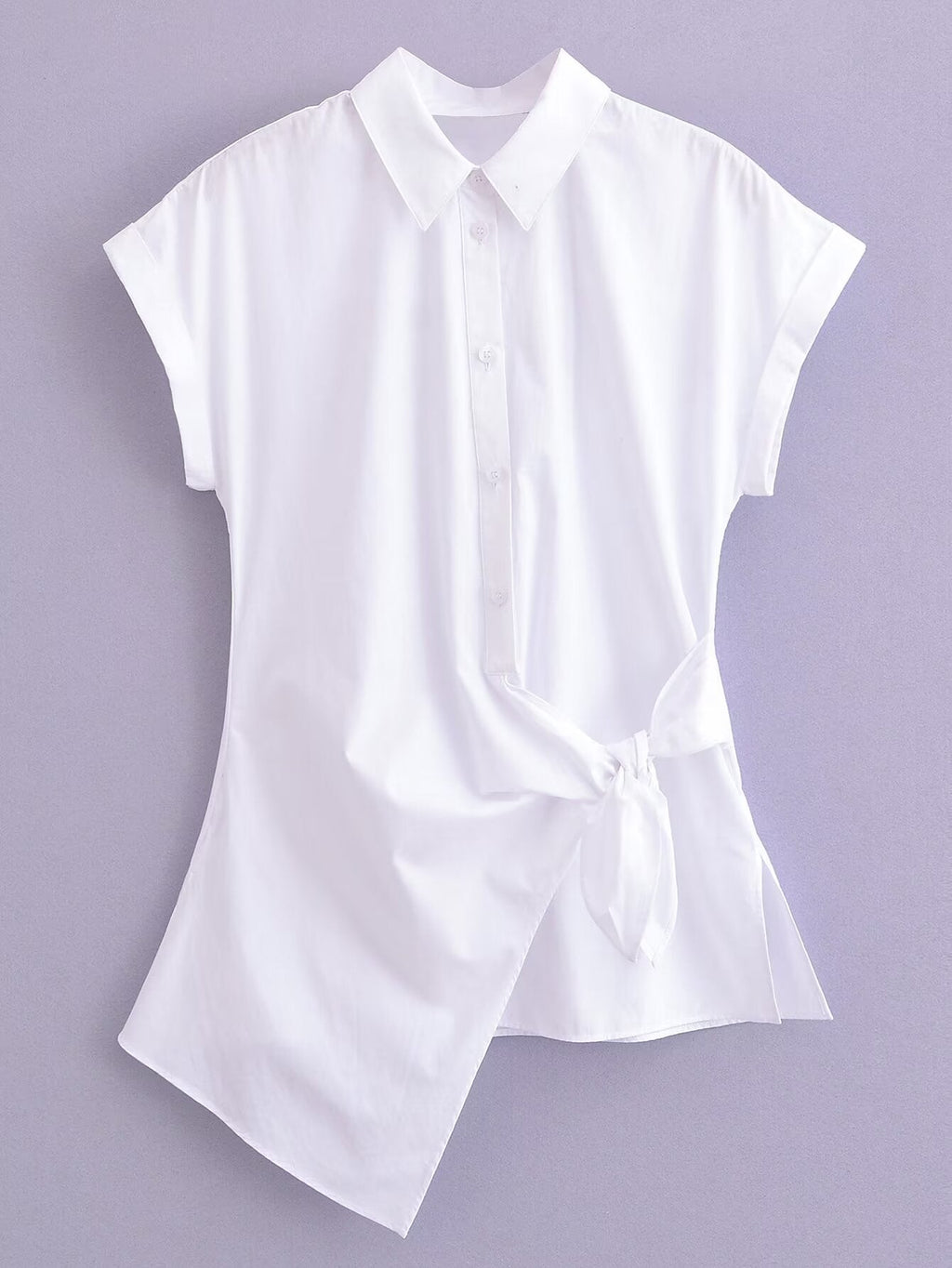 Printemps Été Type Élégant Rétro Design Chemise Blanche à Lacets Chemise Popeline Femmes Hauts