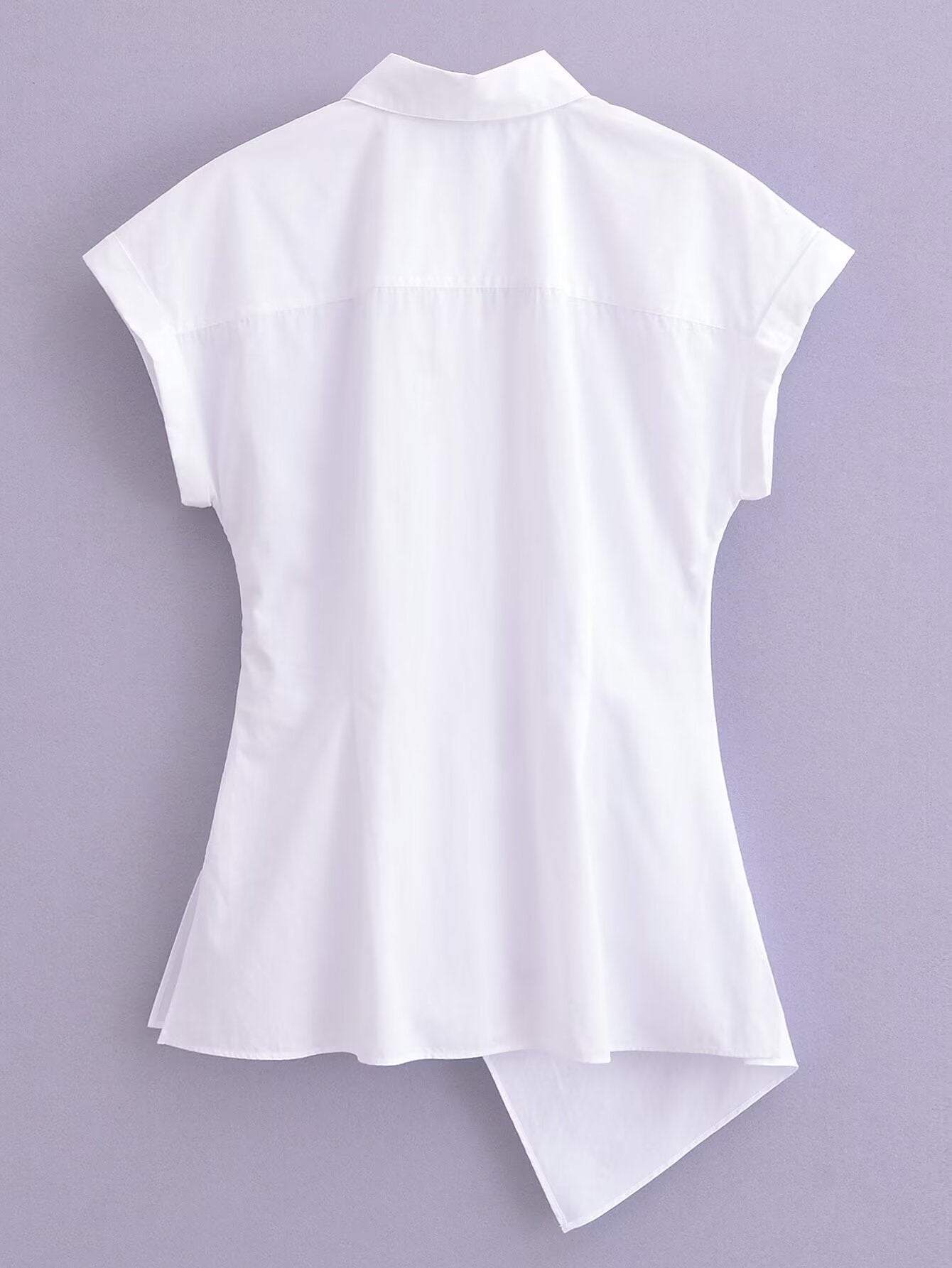 Printemps Été Type Élégant Rétro Design Chemise Blanche à Lacets Chemise Popeline Femmes Hauts