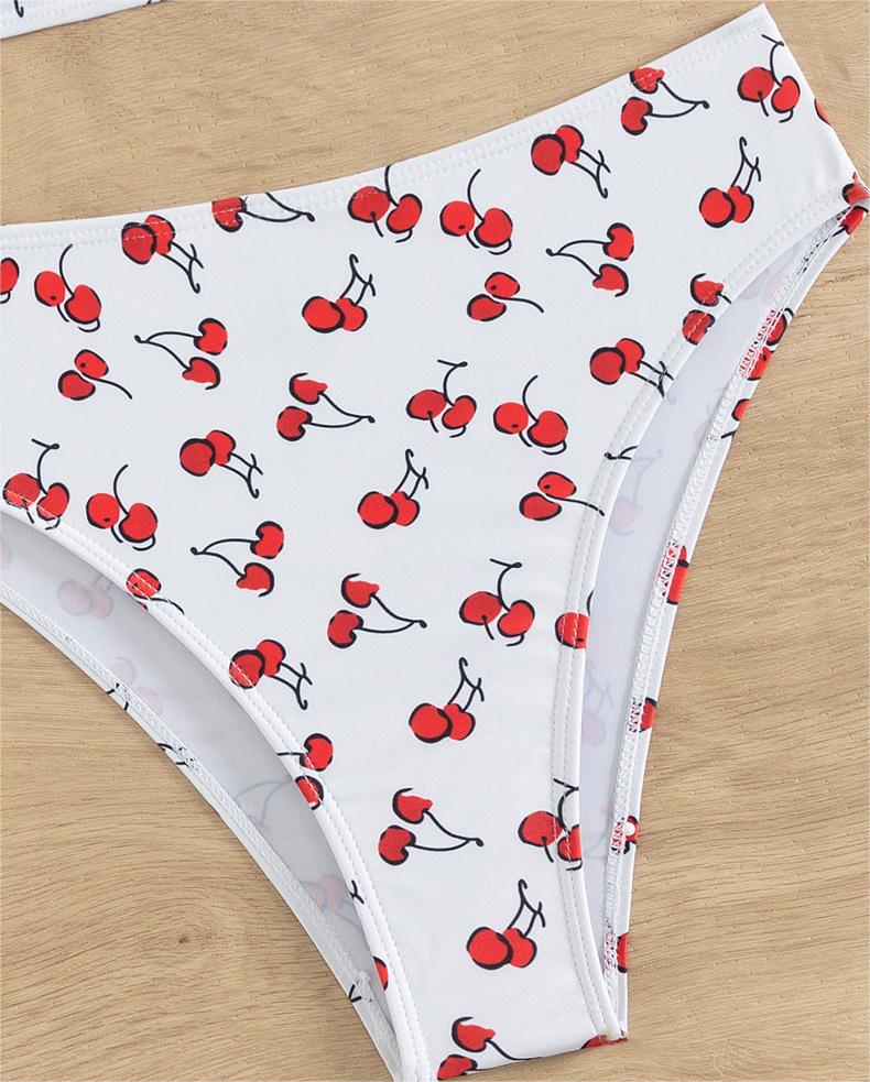 Maillot de bain bikini sexy à taille haute avec nœud et lacets