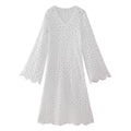Robe longue femme brodée de dentelle, coupe ajustée, collection printemps