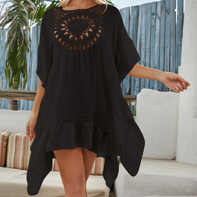Damenkleidung Urlaub Handhäkeln Nähen Einfarbig Strand Cover-up Sonnenschutz Sexy Lockere Bluse Häkelnadel