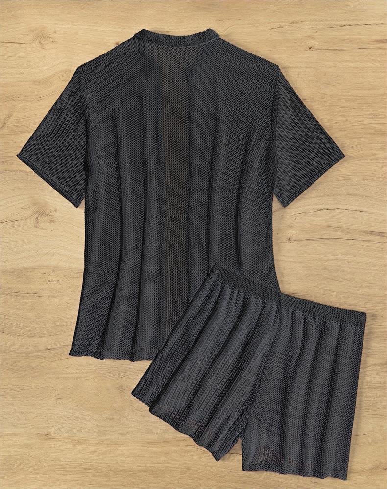 Schwarze Cutout-Bluse, geteilte Boxer-Bikini-Bademode für Damen