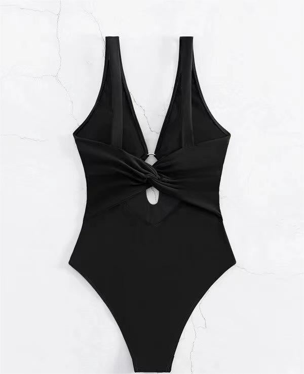Beliebter Siamese Triangle Damen Badeanzug Sexy Einfarbig Hohl Out Cutout