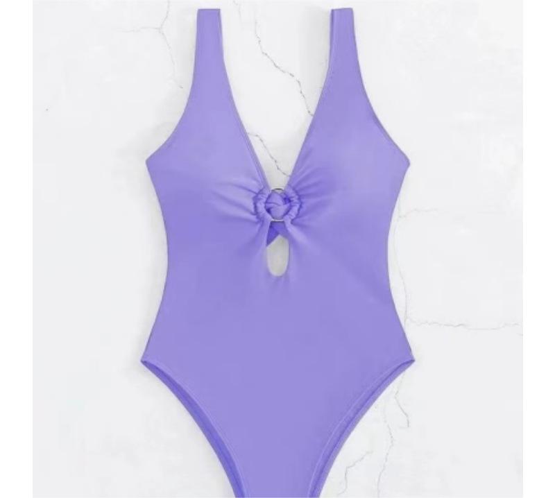 Beliebter Siamese Triangle Damen Badeanzug Sexy Einfarbig Hohl Out Cutout
