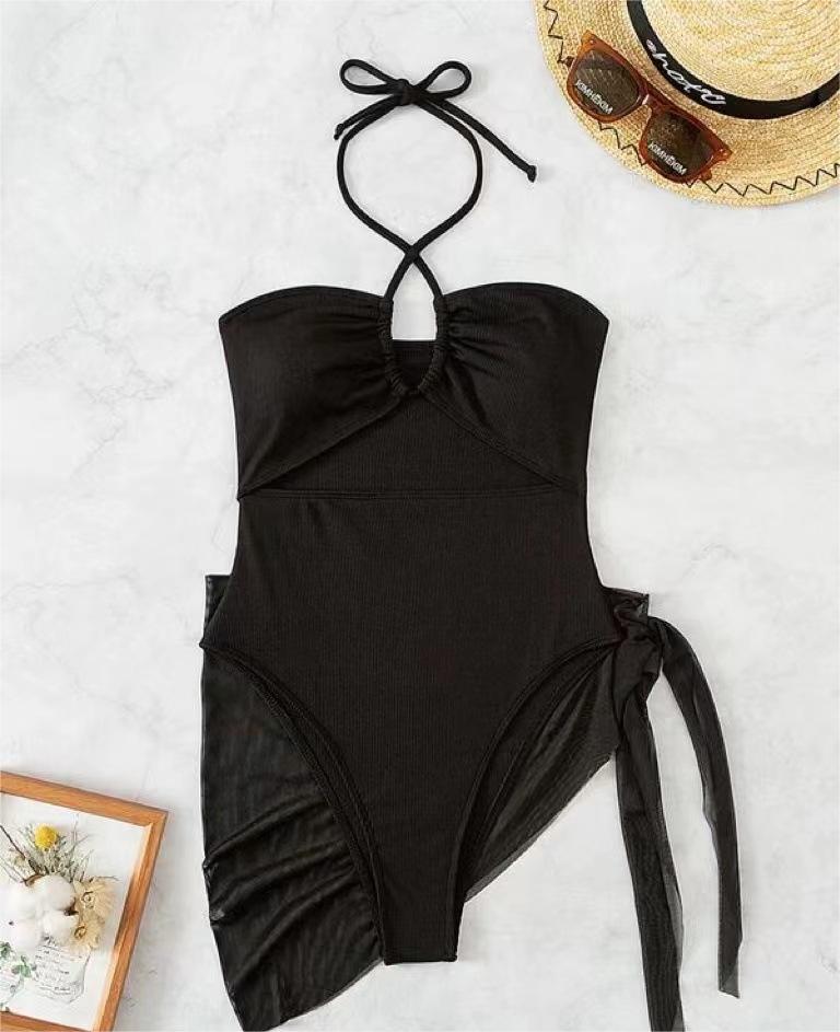 Sexy Dreieck Einteiler Bikini Kleiner Gruben-Mesh-Rock Zweiteiler Damen Badeanzug