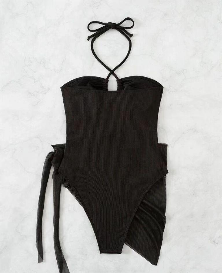Sexy Dreieck Einteiler Bikini Kleiner Gruben-Mesh-Rock Zweiteiler Damen Badeanzug