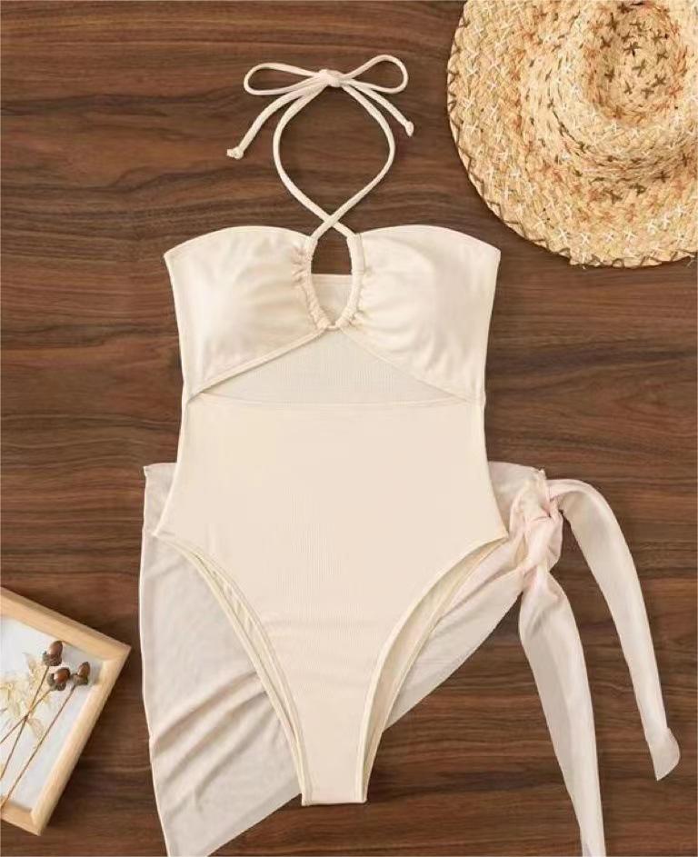 Sexy Dreieck Einteiler Bikini Kleiner Gruben-Mesh-Rock Zweiteiler Damen Badeanzug