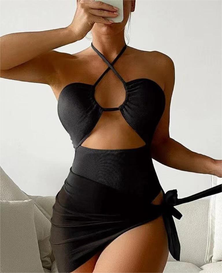 Sexy Dreieck Einteiler Bikini Kleiner Gruben-Mesh-Rock Zweiteiler Damen Badeanzug