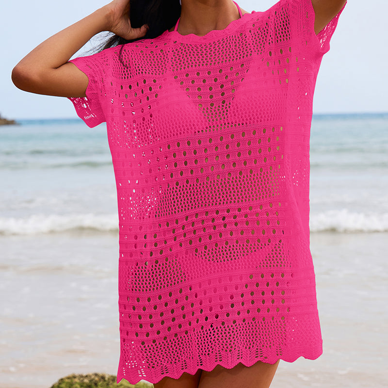 Collier en dentelle texturée ajourée sexy, pull ample, blouse mi-longue de plage de vacances pour la protection solaire, crochet