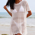 Collier en dentelle texturée ajourée sexy, pull ample, blouse mi-longue de plage de vacances pour la protection solaire, crochet
