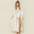 Bestickte Netz-Robe Lockeres Strandkleid Urlaubskleid Strand-Pareo Sonnenschutz-Kleidung für Damen