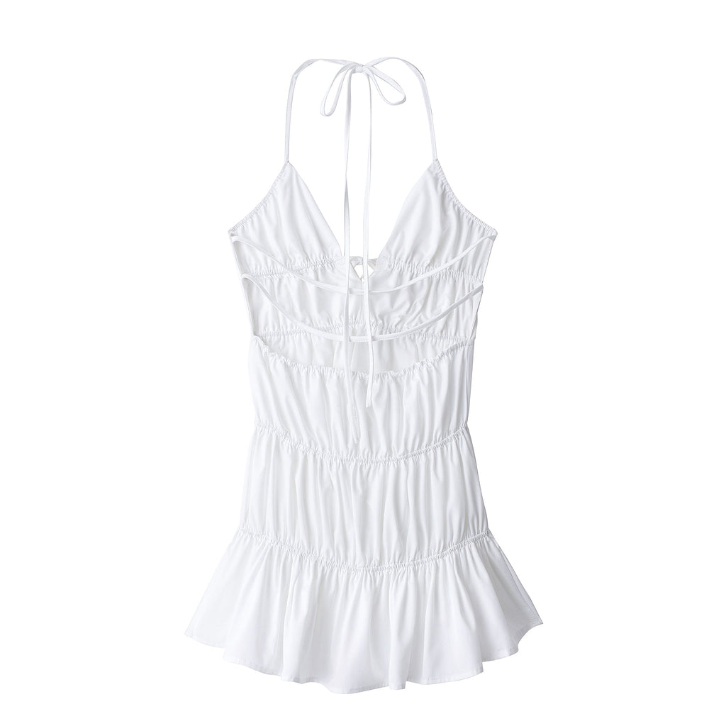 Robe d'été sexy pour femme avec col suspendu, décolleté plongeant en V profond et dos nu