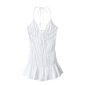 Robe d'été sexy pour femme avec col suspendu, décolleté plongeant en V profond et dos nu