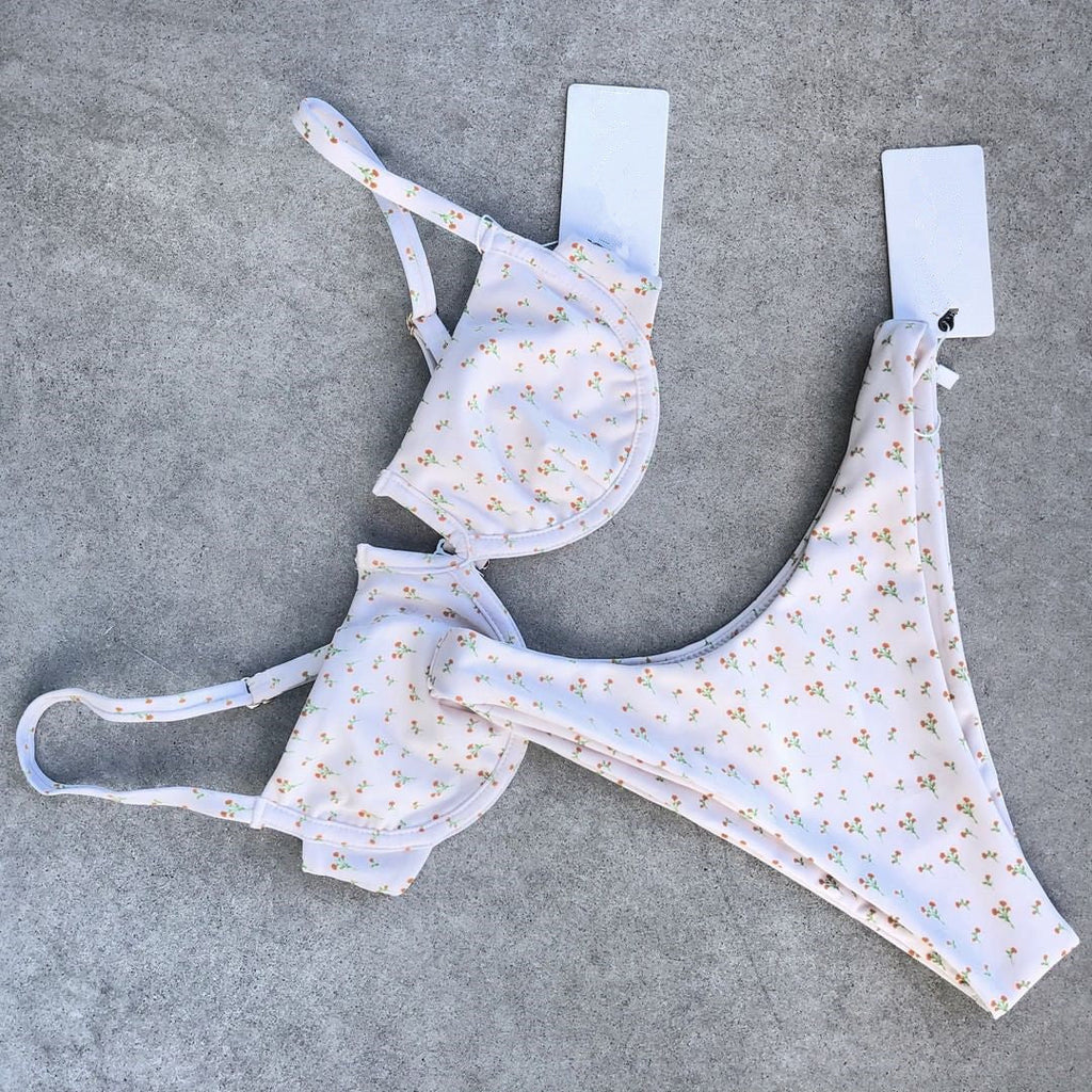 Damen Separater Badeanzug Retro Dot Stahlbügel Geraffter Sexy Bikini