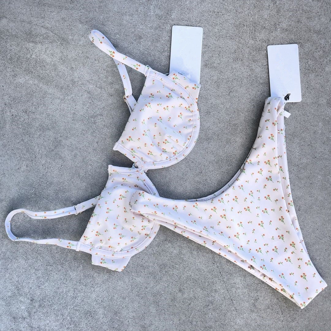 Damen Separater Badeanzug Retro Dot Stahlbügel Geraffter Sexy Bikini