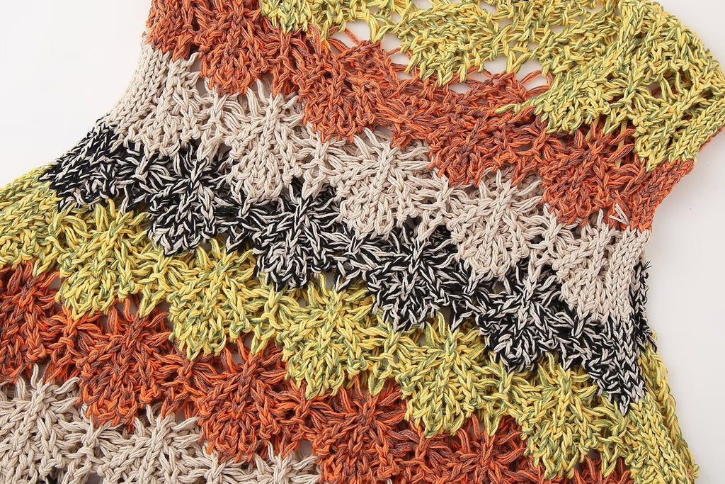 Sommer Damenbekleidung Street Casual Aushöhlen Cutout Rund Ärmelloses Strickoberteil
