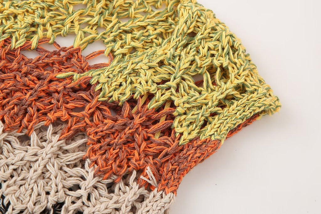 Sommer Damenbekleidung Street Casual Aushöhlen Cutout Rund Ärmelloses Strickoberteil