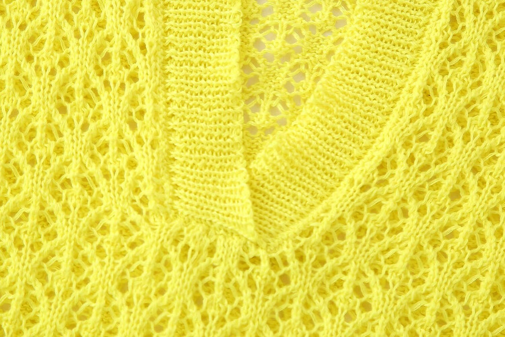 Damenbekleidung Sommer Jacquard Mesh Lockerer Polokragen Strickwaren