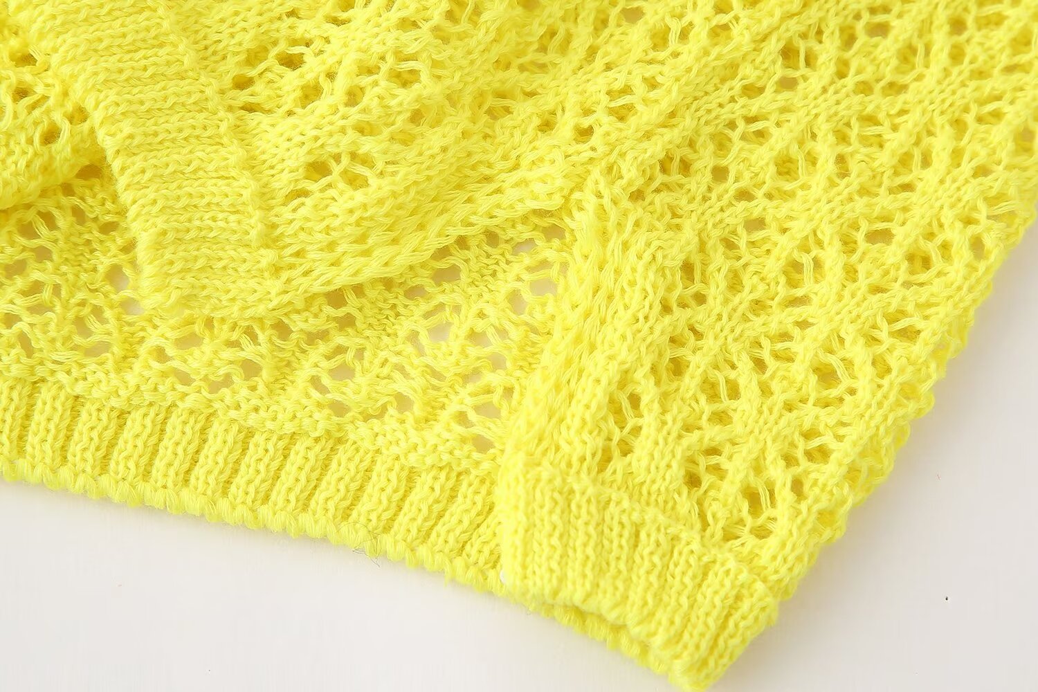 Damenbekleidung Sommer Jacquard Mesh Lockerer Polokragen Strickwaren