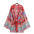 Sommer-Rayon-Gürtel-Kurz-Kimono-Cardigan