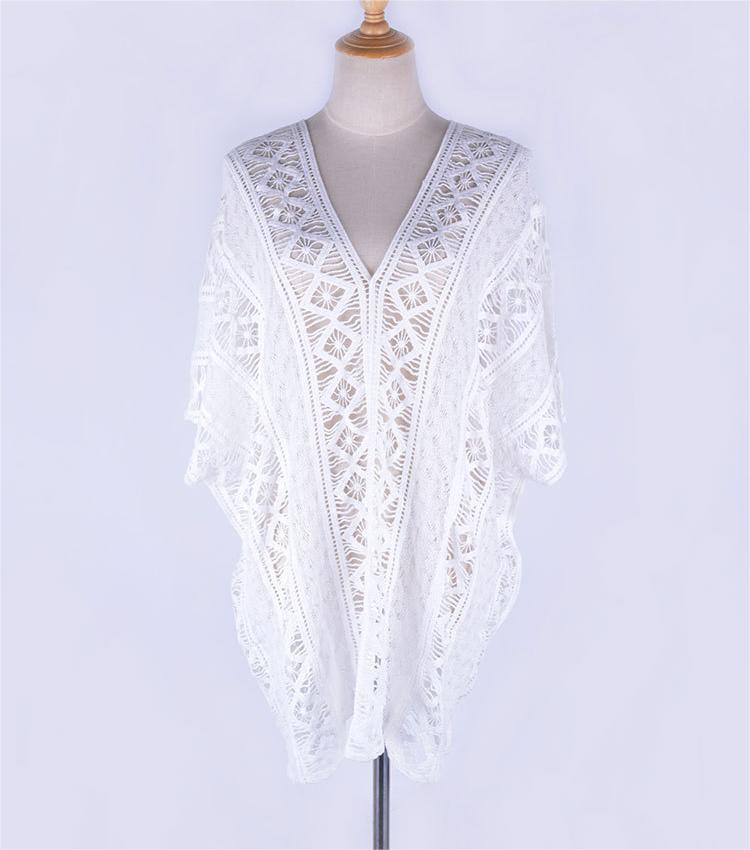 Baumwolle Hollow Out Cutout Pullover Frühling Urlaub Locker Bikini Cover Up Badeanzug Bluse Strand Sonnenschutz Kleidung Häkelnadel