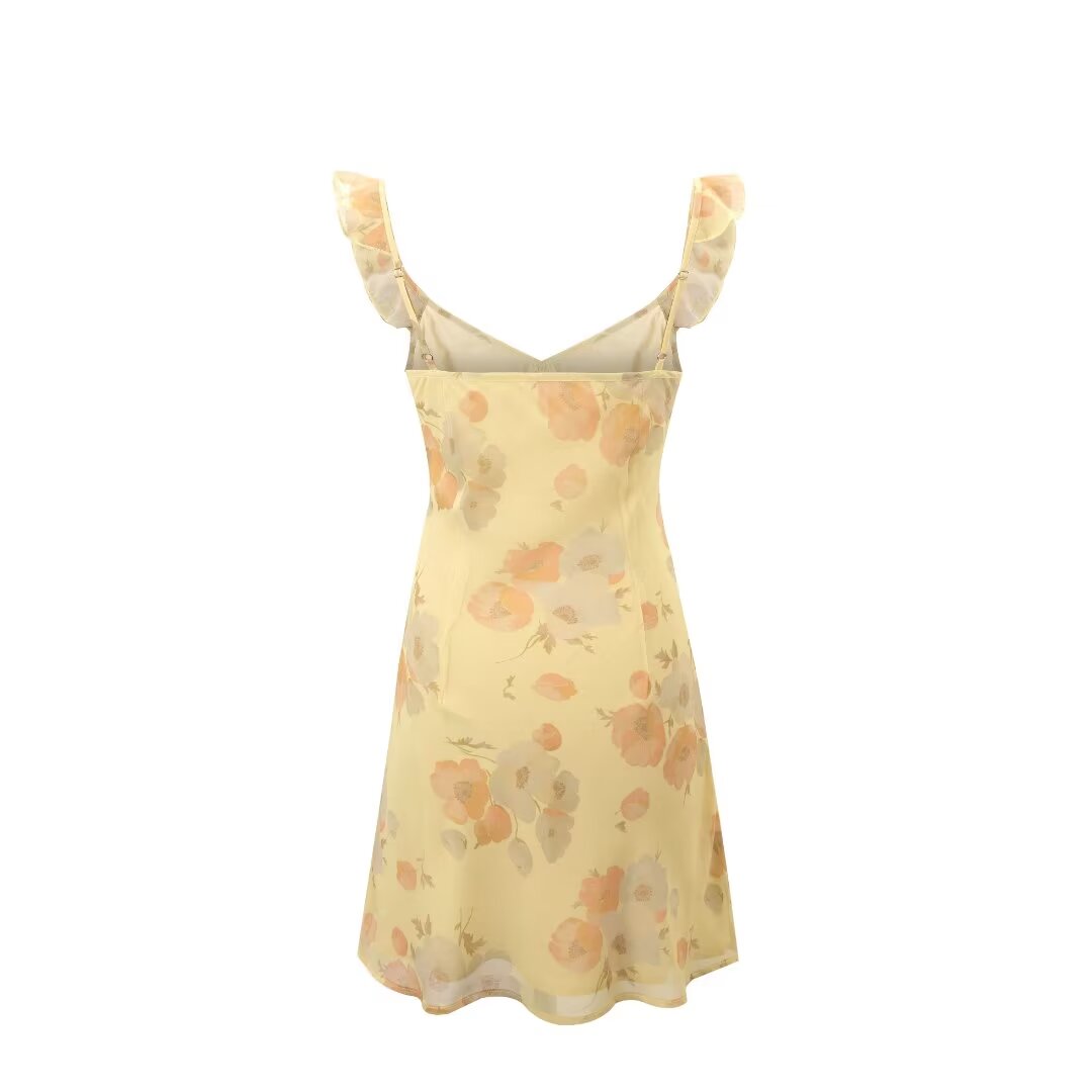 Robe d'été sexy à col en V et imprimé floral pour femme