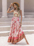 Charge süßer Spaghettiträger Blumenmuster Holiday Dress Maxikleid Damen