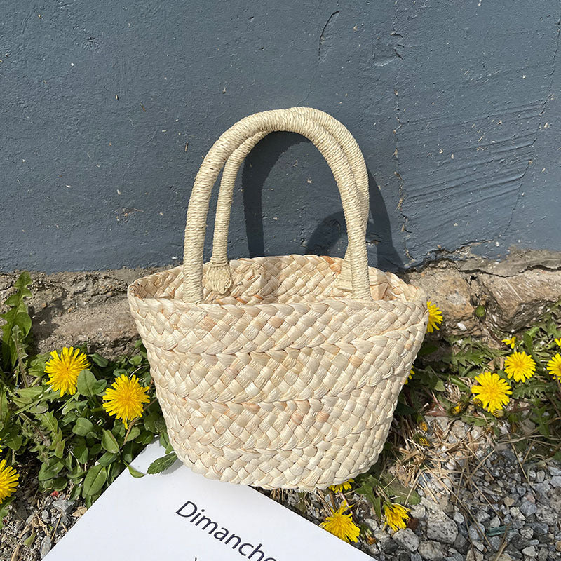 Sac en paille frais portable mignon sac tressé petite pochette coréenne petit panier sac femme