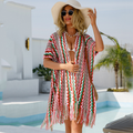 Maillot de bain grande taille pour femme, bikini évidé, à pompons, pull de protection solaire de plage