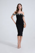 Damen Nageldiamant Eine Linie Schulter Diamant Schlankes Schlitzkleid