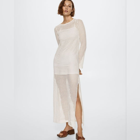 Frühling Sommer Urlaub Strand Bluse Sexy Gestrickt Ausgeschnittenes Maxi Kleid Strand Überkleid