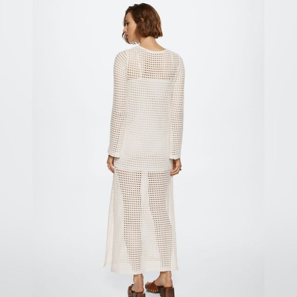 Frühling Sommer Urlaub Strand Bluse Sexy Gestrickt Ausgeschnittenes Maxi Kleid Strand Überkleid