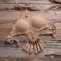 Maillot de Bain Bikini Fait Main avec Pompons Bohème Sexy pour Femme