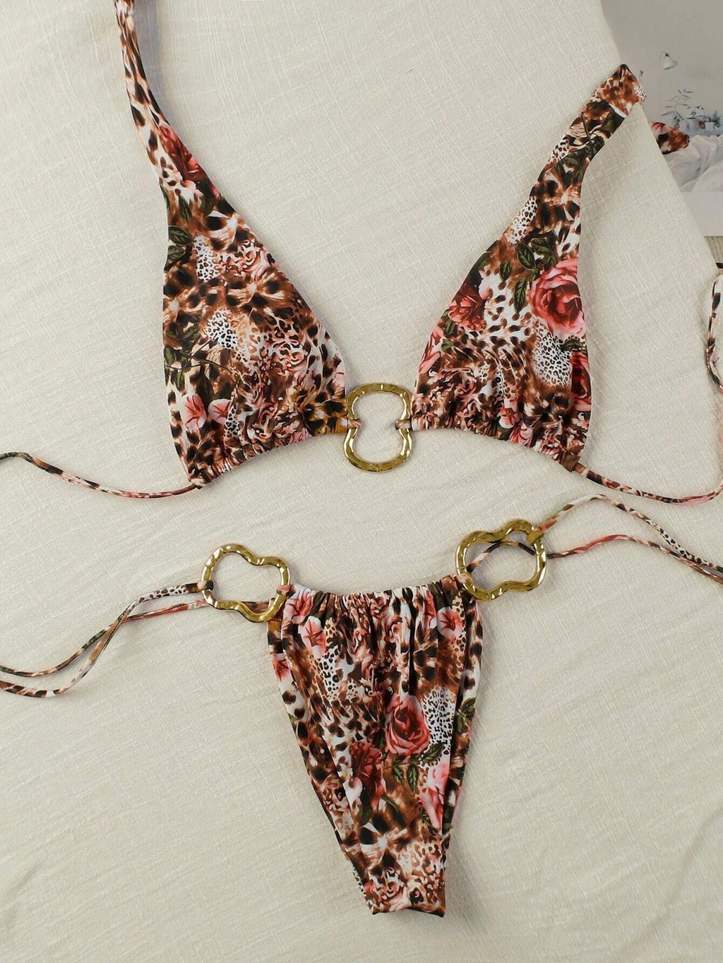 Ensembles deux pièces sexy en bikini, imprimé dentelle, taille basse, dos nu, sexy pour femmes, nouvelle arrivée