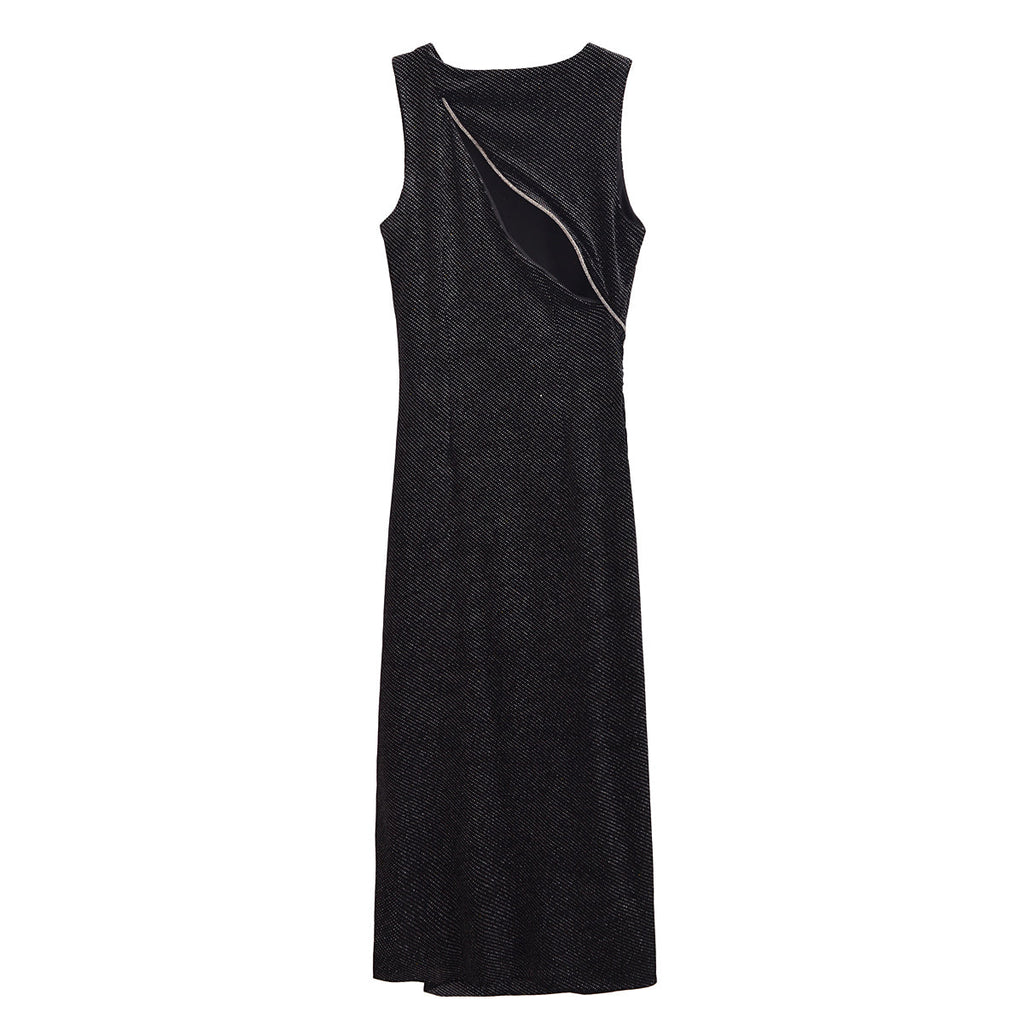 Robe sans manches en velours élégante et moulante ornée de brillants pour femme