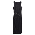 Robe sans manches en velours élégante et moulante ornée de brillants pour femme