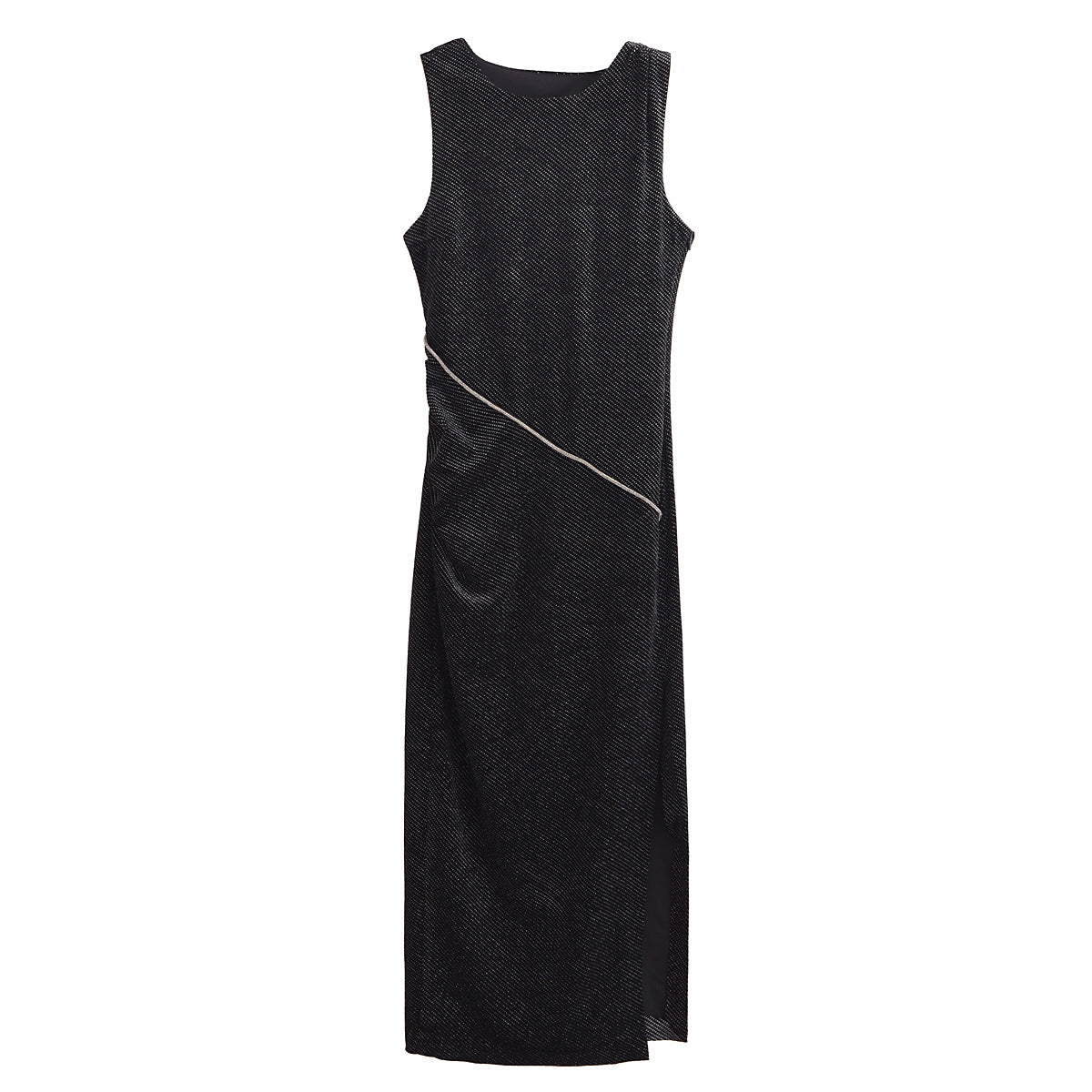 Robe sans manches en velours élégante et moulante ornée de brillants pour femme
