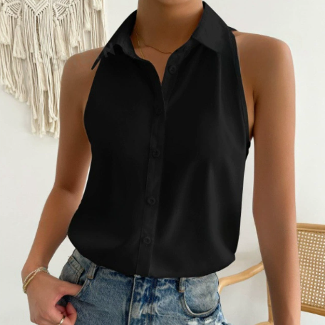 Chemise sans manches en satin pour femme, haut décontracté en satin de couleur unie pour le bureau, collection printemps