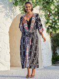 Gilet de plage long en coton ample de vacances pour la protection solaire, Paréo de bikini, Chemisier de maillot de bain