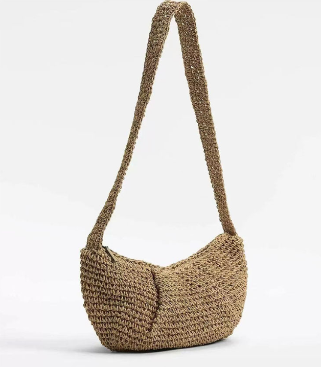 Sac à bandoulière décontracté en paille, sac à boulettes de niche, sac tissé, sac de plage de vacances, sac de poitrine assorti à tout