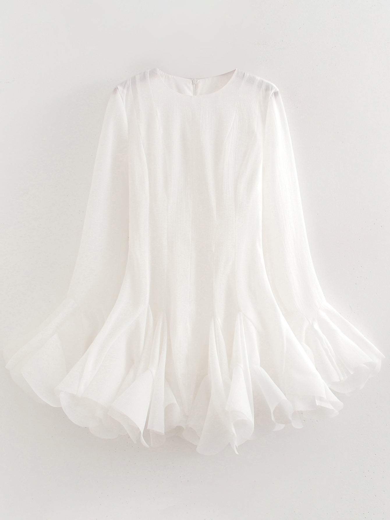 Laminiertes Rüschen-Tüll-Tutu-Kleid Sommer Süß Rundhalsausschnitt Ausgestellte Ärmel Schmale Passform Kurzes Minikleid
