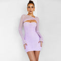 Sexy, schlichtes Design, langärmeliges, elegantes Damenkleid mit schmaler Passform