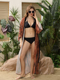 Cardigan mi-long imprimé de protection solaire pour la plage, blouse de plage, vêtement de dessus pour maillot de bain femme