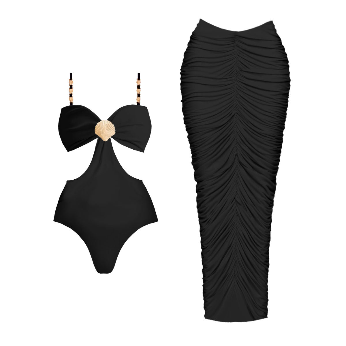 Haut de maillot bustier noir pur une pièce bikini taille haute maillot de bain femme sexy dos nu